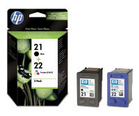 Cartuchos de impresin para inyeccin de tinta en paquetes combinados HP 21/22 (SD367AE#442)